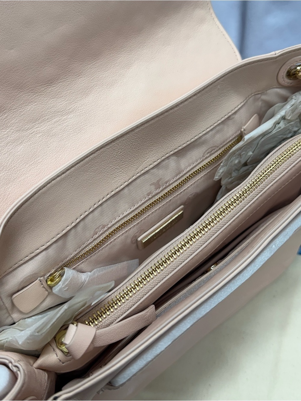 (new+tag) Tory Burch Quilted Chain Shoulder Bag / Crossbody Pale Pink Apricot - Picture 8 of 17